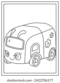 A cartoon car vector, coloring page