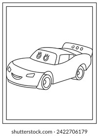 A cartoon car vector, coloring page