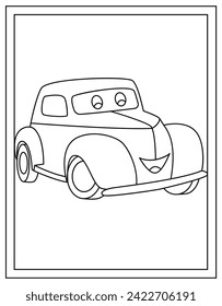 Un vector de coche de dibujos animados, página de color