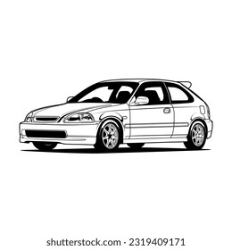 Cartoon car vector illustration for conceptual design. Good for poster, sticker, t shirt print, banner.