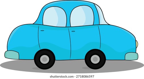 Cartoon car vector, a car cartoon illustration, used for nursery books and drawing and education, blue cartoon car