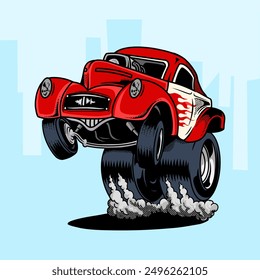 Cartoon car vector logo design inspiration, Design element for logo, poster, card, banner, emblem, t shirt. Vector illustration