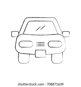 cartoon car vehicle transport front view icon