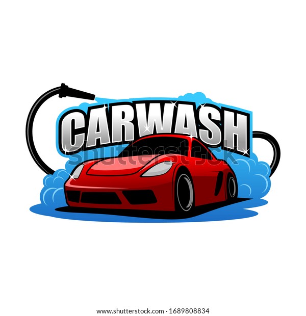 cartoon car wash logo, Perfect logo for business\
related to automotive\
industry