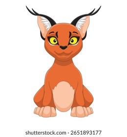Cartoon caracal cat isolated on white background