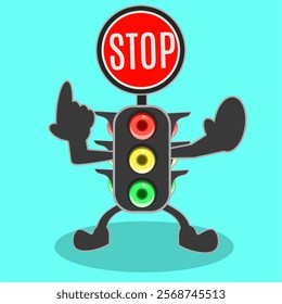 Cartoon carakter Vector of Traffic Light It can be used for educational design or others. 