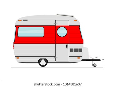 Cartoon caravan. Side view. Flat vector.