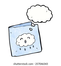 cartoon card with cloud pattern with thought bubble