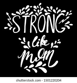 Cartoon card on black background. Mother day concept. Hand lettering card. Cute vector illustration. Sign, symbol, element.