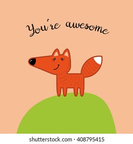 Cartoon card or poster with text "You're awesome"