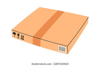Cartoon cardboard box flat icon. Vector illustration