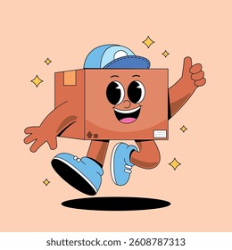 Cartoon cardboard box package mascot