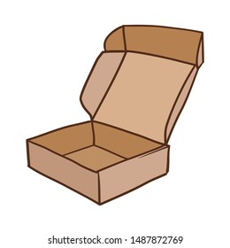 Cartoon Cardboard Box Vector Illustration Transparent Background