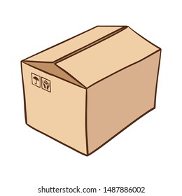 Cartoon Cardboard Box Vector Illustration Transparent Background