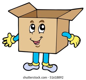 Cartoon cardboard box - vector illustration.