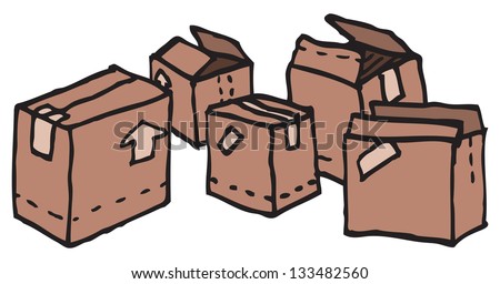 Cartoon Cardboard Boxes Stock Vector (Royalty Free) 133482560