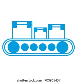 cartoon of cardboard boxes on conveyor belt 
