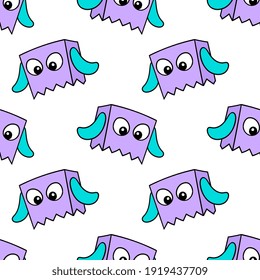 cartoon cardboard head seamless pattern textile print. Great for summer vintage fabric, scrapbooking, wallpaper, giftwrap. repeat pattern background design