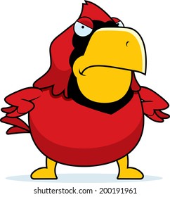 A cartoon cardinal with an angry expression.