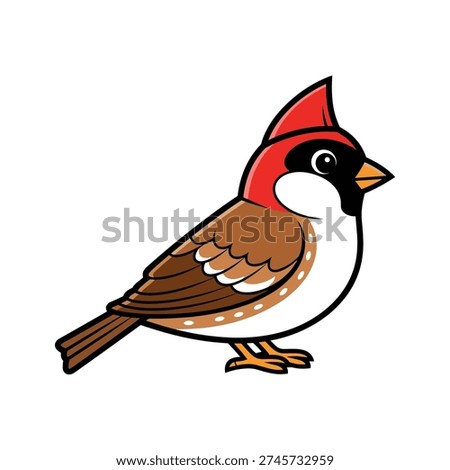 A cartoon cardinal bird with distinctive red crest