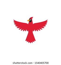 Cartoon cardinal bird flying vector on a white background