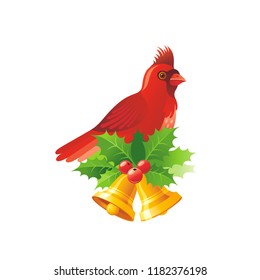 Cartoon Cardinal Bird Holly Berry Jingle Stock Vector (Royalty Free ...