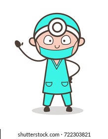 Cartoon Cardiologist Doctor Surprised Face Vector