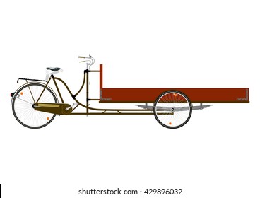 Cartoon cargo bike or rickshaw on a white background. Flat vector