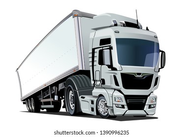 Cartoon cargo semi truck. Available EPS-10 vector format separated by groups and layers with transparency effects for one-click recolour