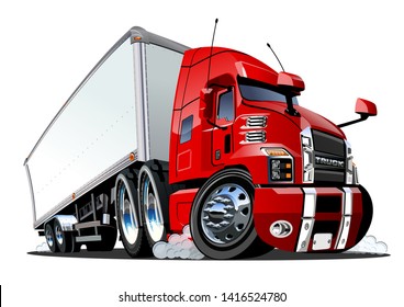 Cartoon cargo semi truck. Available EPS-10 vector format separated by groups and layers with transparency effects for one-click repaint