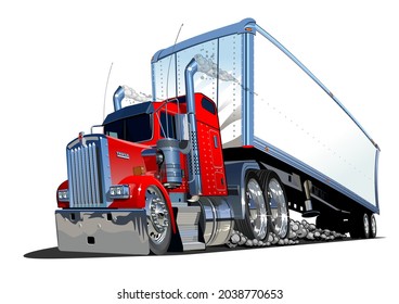 Cartoon cargo semi truck. Available EPS-10 vector format separated by groups and layers with transparency effects for one-click recolour