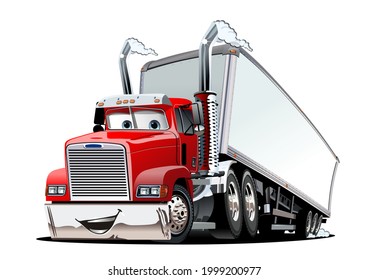 Cartoon cargo semi truck isolated on white background. Available EPS-10 format separated by groups and layers for easy edit