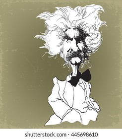 Cartoon caricature Mark Twain illustration