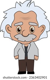 Cartoon caricature portrait of Albert Einstein. Scientist illustration