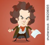 Cartoon caricature portrait of Ludwig van Beethoven 
