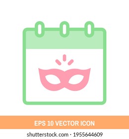 Cartoon carnival calendar icon vector design. Carnival symbol for your website design, logo, app, UI. Eps10 vector illustration.