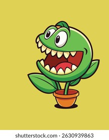  cartoon carnivorous plant with background