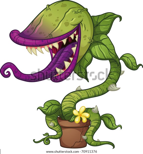 Cartoon carnivorous plant. Vector
illustration with simple gradients. All in a single
layer.
