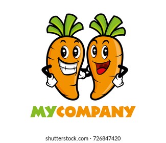 Cartoon carrot buddies mascot with company name - vector character