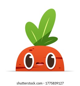 Cartoon Carrot Face Character Vector Isolated Illustration