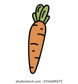 Cartoon Carrot. Hand Drawn Vegetable Illustration