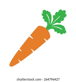 Cartoon Carrot Healthy Vegetable with Leafy Stem and Orange Color