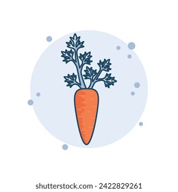 Cartoon carrot icon vector illustration. Vegetable on bubbles background. Agriculture plant sign concept.