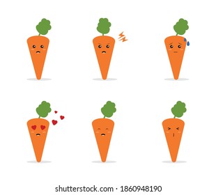cartoon carrot illustration design. in various expressions ranging from angry, sad, happy