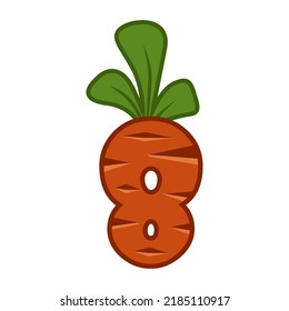 Cartoon carrot number Eight font kids number. Figure 8.
