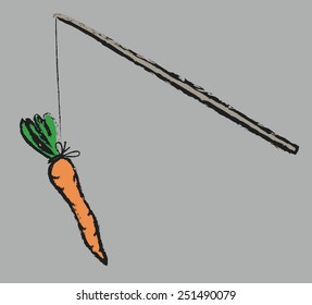 cartoon carrot on stick, vector illustration design elements