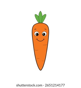 Cartoon carrot smiling face playful veggie art Vector illustration