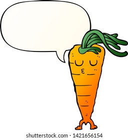 cartoon carrot with speech bubble in smooth gradient style
