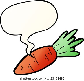 cartoon carrot with speech bubble in smooth gradient style