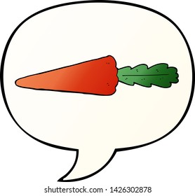 cartoon carrot with speech bubble in smooth gradient style